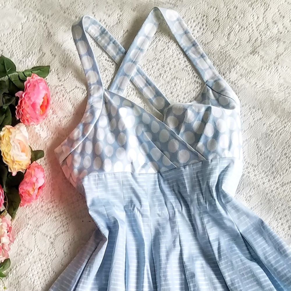 Sale!☆ Calvin Klein White Blue Polka Dot Dress - Picture 2 of 8